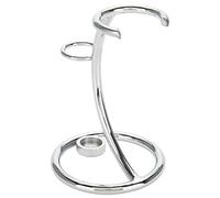 Uxsiya Support de rasoir Kit d'outils de rasage pour hommes 2 en 1 brosse de rasage incurvée Portable support de support de rasoir manuel(Silver)