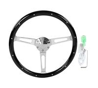 Uxsiya Volant Vintage, poignée Universelle en Noyer pour Volant en Bois riveté de Style Nostalgie pour modification de Voiture(Le Noir)