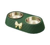 Uxsjakjsd 1 Gamelle Double pour Chien et Chat, Motif Nœud Papillon, Vert