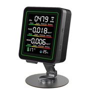 Uxsjakjsd 5 sur 1 Détecteur de Qualité D'Air CO2 Multifonctionnel, HCHO, Testeur TVOC avec Support USB Type-C Affichage Automatique Portable Noir