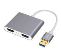 Uxsjakjsd Adaptateur USB 3.0 à Double Port Compatible - USB à 2X Convertisseur de Moniteur D'Écran Compatible pour Multitâche