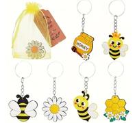 Uxsjakjsd Bee Keychain Flower Honey Pots Bees Decor for Bees Theme Party Baby Shower Kids Birthday Supplies Decorations