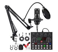 Uxsjakjsd BM800 V8S Professional Audio Condenser Microphone Mic avec Carte Son pour Le Karaoké pour L'Équipement D'Enregistrement du Podcast