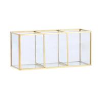 Uxsjakjsd Boîte de Rangement en Verre Transparent pour Pinceaux de Maquillage, Conteneur Doré pour Cosmétiques, Bagues, Crayons, Rouges à Lèvres, Organisateur de Pinceaux de Maquillage