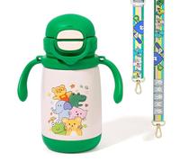 Uxsjakjsd Bouteille D'Eau Isotherme pour Enfants de 37, avec Paille et Bec Verseur, BandoulièRe et PoignéE, en Acier Inoxydable 316.