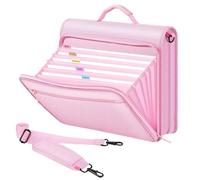 Uxsjakjsd Classeur à Fermeture Éclair, 2 Pouces, 3 Anneaux, Multi-Poches, Capacité de 500 Feuilles, Classeur Extensible à 5 Onglets, Pochette Zippée Rose