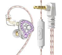 Uxsjakjsd Écouteurs Filaires Q2 Pro HiFi Brillants avec Micro, Oreillettes Stéréo Intra-Auriculaires Détachables Violettes