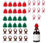 Uxsjakjsd Ensemble de Décorations - 40 Pièces de Mini Chapeaux de Noël en Tricot et Écharpes, pour des Créations de Mini Chapeaux et Écharpes de Santa.