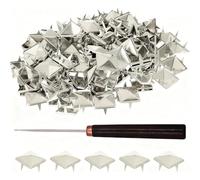 Uxsjakjsd Four-Jaw Square Metal For Clothing Studs, 10 mm Silver Pyramid Studs For Clothing, Crafts, DIY