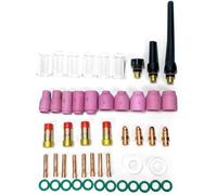 Uxsjakjsd Kit D'Accessoires de Torche de Soudage au Gaz Inerte de Tungstène (TIG) 49 Pièces, Buse en Alumine, Porte-Électrode, Corps, Lentille Courte, Ensemble de Consommables de 12 Tasses en Verre.