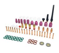 Uxsjakjsd Kit D'Accessoires pour Torche de Soudage TIG en Alumine 71 Pièces, Buses, Porte-Buses, Corps, Lentille Courte, 12 Gobelets en Verre, Kit de Consommables.