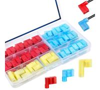 Uxsjakjsd Lot de 80 Cosses à Déconnexion en Nylon Rouge/Jaune/Bleu, Connecteurs à Fourche à Angle Droit 22-18/16-14/12-10 AWG