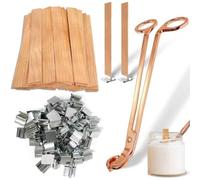 Uxsjakjsd Mèches en Bois pour la Fabrication de Bougies, 100 Mèches en Bois avec Bordure en Or Rose pour Le Bricolage.