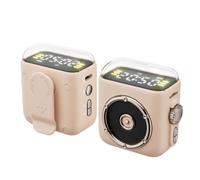 Uxsjakjsd Mini Enceinte Bluetooth MagnéTique avec Clip, Affichage de L'Heure, Son HiFi, BoîTe à Musique, Veilleuse sans, MP3, Appels Mains, Beige