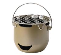 Uxsjakjsd Mini Réchaud de Camping Portable au Charbon de Bois avec Grille, Cuiseur à Thé pour Pique-Nique, Randonnée, Barbecue, Vert Olive