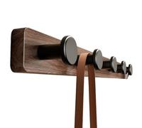 Uxsjakjsd Patères en Bois de Noyer pour Couloir, Patères à Chapeaux Space Aluminium sans Perçage, Patères en Noyer Noir, Cintres de Salle de Bain