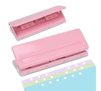 Uxsjakjsd Perforateur en Métal - Perforateur Ajustable à 6 Trous, Base Antidérapante, Comprend une Règle et un Guide de Trou pour Papier A4/A5/A6, Perforateur à 6 Anneaux B.