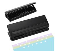 Uxsjakjsd Perforateur en Métal - Perforateur Ajustable à 6 Trous, Perforateur pour Classeur à 6 Anneaux pour Papier A4/A5/A6, Comprend une Base Antidérapante, une Règle et un Guide de Trou A.