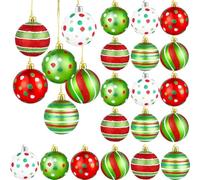 Uxsjakjsd Plastic Scintillant pour Les Ornements de Balle d'arbre de Noël 24 PCS 2,4 Pouces Décorations Suspendues pour l'arbre de Noël