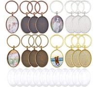 Uxsjakjsd Plateau de Pendentif, Support de Porte-Clés en Alliage avec Cabochons pour la Fabrication de Porte-Clés Personnalisés avec Photo