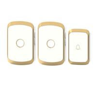 Uxsjakjsd Plug de L'UE Compatible Home Bienvenue Intelligent Wireless Doorbell 300 Mètres Télécommandés 36 Chansons Smart Door Bell 1button 2receiver Gold