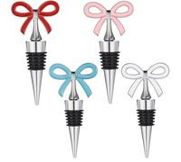 Uxsjakjsd pour la Fête des Fêtes, Les Femmes, Cadeau, Noël 4 PCS Wine Stopper Ensemble, Bouteilles de Bouteille à Vide Réutilisables avec Silicone Seal Silver