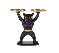 Uxsjakjsd Statue de Bulldog, Plateau de Bureau, Porte-Clés de Bureau, Plateau d'art de Bureau pour la Décoration de Bureau. French Bulldog Double Plate (Noir)
