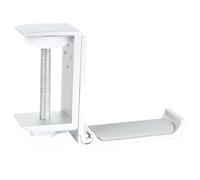 Uxsjakjsd Support de Casque Pliable sous Le Bureau, en Aluminium, avec Crochet de Serrage et Coussinet Antidérapant en Silicone, Argenté