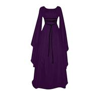 uxxnjfg Costume Halloween Femme Robe Steampunk Gothique Médiévale Viking Pirate Femme Vintage Sexy Pas Cher Deguisement Femme Sexy Corset Vampire Sorciere Victorienne Lutin Costume Noel Violet L