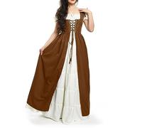 uxxnjfg Deguisement Halloween Femme Pirate Gothique - Robe Medievale Femme Corset Party Vampire Costume Halloween Adulte Chic Et Elegant Mariée Déguisement Steampunk Vêtements(Kaki,S)