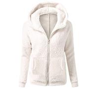 uxxnjfg Manteau Femme Hiver Polaire Sweatshirt Chaud Elegant Zippé Sweat avec Capuche en Peluche Mes Commandes Manteau Laine Outdoor Blouson Adulte Noel Pas Cher Automne Jacket Outwear Blanc 5XL
