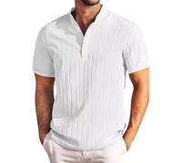 uxxnjfg Polo Homme Manches Courtes Col V T-Shirt Été Manches Courtes Sportswear, Idee Cadeau Homme - Slim Fit Leger Running Tshirt Grande Taille Pas Cher Haut Top(Blanc,XL)