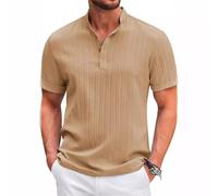 uxxnjfg Polo Homme Manches Courtes Col V Tshirt Été Manches Courtes Sportswear, Slim Fit Golf Travail T-Shirt Running Pas Cher Blouse Top(Kaki,XL)