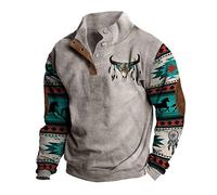 uxxnjfg Pull Homme Marque Hiver Col Roulé Sweat-Shirt Cadeau Noel Homme Sweat Homme sans Capuche Chaud Mode Aztec Pull Manche Longue Travail Oversize Sweatshirt Pas Cher Gris L