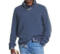 uxxnjfg Pull Polaire Homme Hiver Chaud Col Roulé Sweat-Shirt 2024 Sweat Homme sans Capuche Marque Polaire 1/4 Zippé Vintage Sweatshirt Manche Longue Travail Laine Pull Pas Cher (Bleu, XL)