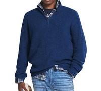 uxxnjfg Pulls Homme Marque Chaud Col Roulé Sweat-Shirt 2024 Sweat Homme sans Capuche Hiver Travail 1/4 Zippé Vintage Sweatshirt Manche Longue Laine Oversize Pull Pas Cher (Bleu foncé, XXL)