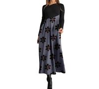 uxxnjfg Robe Boheme Femme, Robe Longue Femme Ete Robe Mi Longue Fluide Fleurie Femme Col Rond Robe Boheme Coton Femme Pas Cher Manches Longues Mes Commandes Robe Gris foncé L