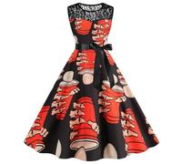 uxxnjfg Robe Femme Halloween Party Chic Et Elegant - Robe Gothique Femme Grande Taille Col en V Deguisement Vampire Princesse Adulte Imprimée Vêtements Robes Manches Longues Cosplay(Orange,XXL)