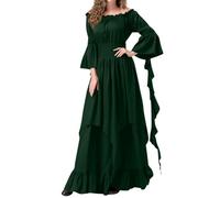 uxxnjfg Robe Medievale Femme Corset Steampunk Robe Halloween Pour Femme Pirate Vampire Chic Et Elegant Adulte Costume Halloween Gothique Princesse Party Déguisement(Vert foncé,M)