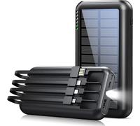UYAYOHU Power Bank Chargeur solaire portable 40 000 mAh Grande capacité 3 câbles de sortie et 1 entrée et lampe de poche 5 V 3,1 A Charge rapide Compatible avec tous les smartphones et appareils USB