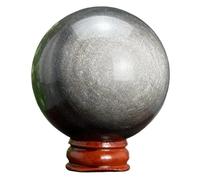 UYCUODLUY 1 boule de cristal en obsidienne argentée 5 à 6 cm, décoration d'intérieur avec base