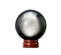UYCUODLUY 1 boule de cristal sphérique en obsidienne argentée brillante 700 à 750 g