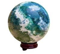 UYCUODLUY 1 pièce 900-1000 g de boules d'agate aquatique, cristal quartz vert, mousse et