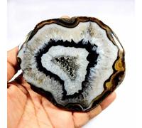 UYCUODLUY 1 pièce de 200 à 300 g tranche d'agate noire du Botswana, pierre précieuse fantaisie, cabochon