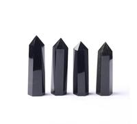 UYCUODLUY 1pc 100-110mm Obsidienne Noire Pointe Hexagonale Polie à la Main Cristal Colonne Pierre Tour
