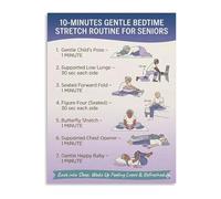 UYCUODLUY Bedtime Stretch Routine Poster for Seniors 10 Minute Gentle Exercise to Relax Home Bedroom Wall-Art Chart(Unframed,16x24inch(40x60cm))