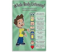 UYCUODLUY Behavior Chart Poster Focus and Listening Skills Canvas Wall-Art for Classroom Bedroom Playroom Decor Learning(Unframed,12x18inch(30x45cm))