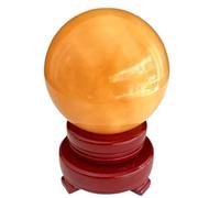 UYCUODLUY Beige Jade Polished Crystal Ball,Feng Shui Stone for Home Office Desk Decor, Wealth & Grounding, Chinese Style Living Room Ornament,12cm