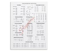UYCUODLUY Classroom Math Poster Trig Identity Cheat Sheet Educational Wall-Art for Students and Teachers(Framed,16x24inch(40x60cm))