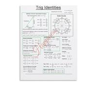 UYCUODLUY Classroom Math Poster Trig Identity Cheat Sheet Educational Wall-Art for Students(Framed,12x18inch(30x45cm))